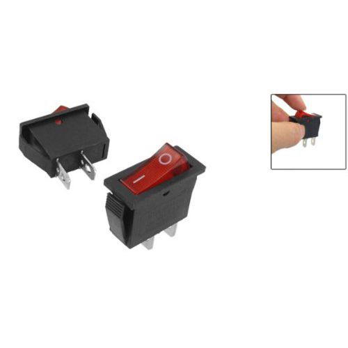 5 pcs 2 Pin SPST Red Neon Light On/Off Rocker Switch AC 16A/250V 20A/125V SU