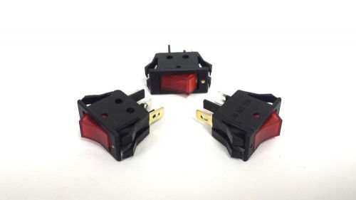 3 pack 12 Volt Red LED Rocker Mini Switch On Off Car Automotive
