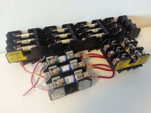 Lot  of 6 buss bc6033b &amp; usd h25030-3c fuse holders w/ flnr 5 ccmr5 ccmr4 fuses for sale