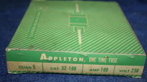 Vintage Appleton Lot of 2 - One Time Non Renewable 100 Amp 250 Volts with Box