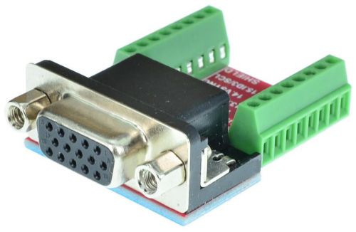 DB15HD VGA Female Breakout Board, D-Sub, adapter (Female) eLabGuy D15HD-F-BO-V1A