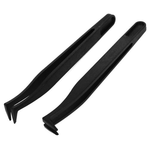 2pcs 12cm long anti static plastic 15mm wide bent tip tweezer nipper for sale