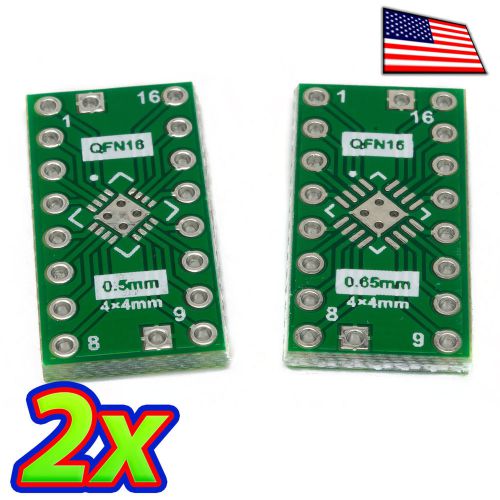 [2x] Double Sided QFN-16 to DIP-16 Adapter Breakout PCB Converter