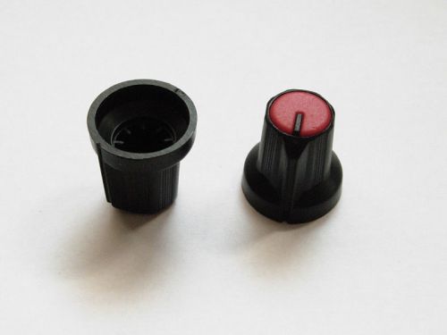 50pcs Plastic Knobs VOLUME TONE CONTROL KNOB 17mmX15mm Black-Red