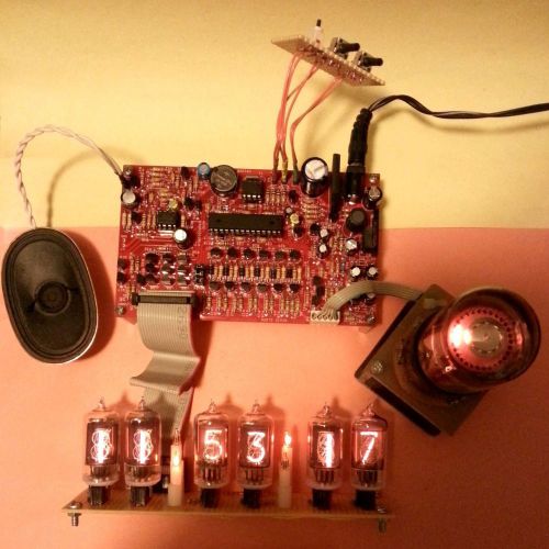 Nixie Clock Kit w/Dekatron Ckt - 9VAC in - PCB w/ Parts (uC version - No Tubes)