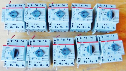 Lot of 10 - abb ms 325 manual motor starter w/ hk-20 auxiliary contact 6.3a 600v for sale