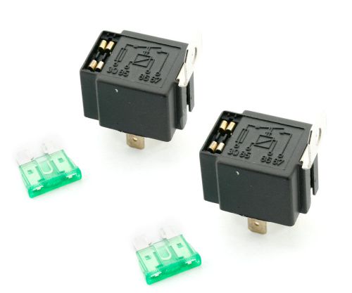 2 x fused on/off 4-pin relay spotlamps  12v 30amp for car van truck boat e086 for sale