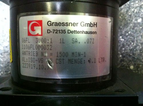 GRAESSNER Gmbh. Right Angle GEARBOX D-72135 3:1 1106FL000032