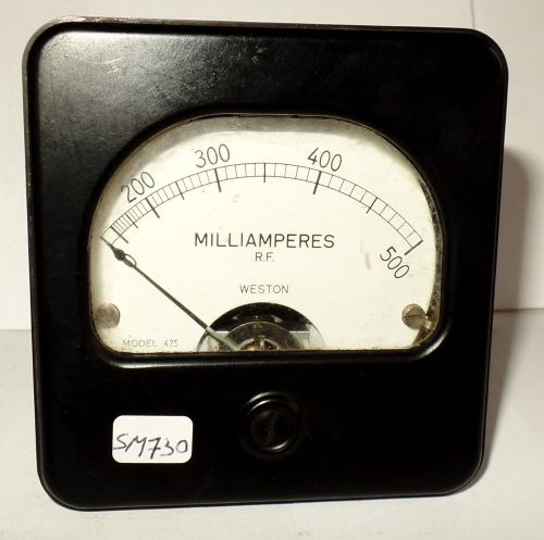 Vintage Weston 3&#034; Square Panel Meter Ampmeter Ammeter Amp 0-500 RF / MA