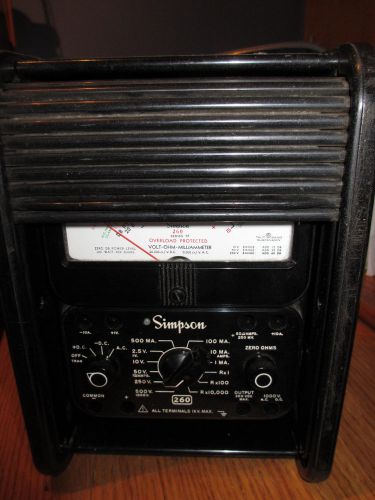 Simpson electric 260-7prt, analog multimeter    meter w/roll top case  excellent for sale