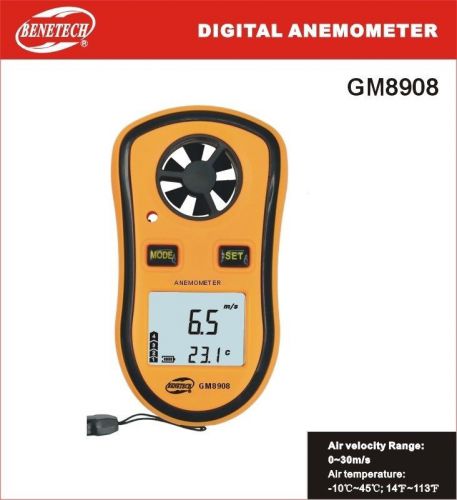 Digital Anemometer Wind Speed Air Velocity Temperature Meter Tester GM8908