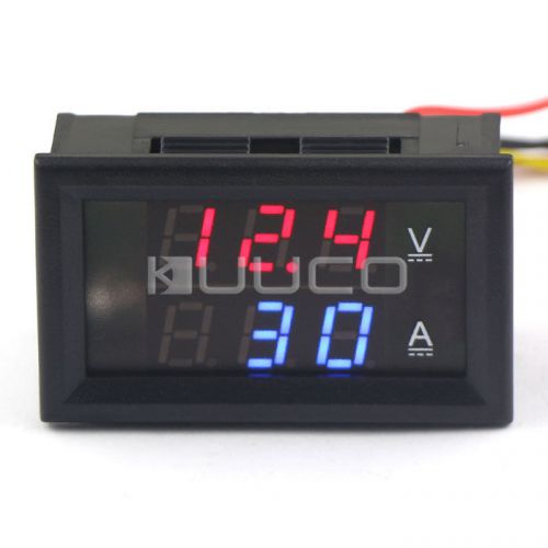 Digital Voltmeter Ammeter Gauge Red/Blue LED Tester 300V/200A DC Volt Amp Meter