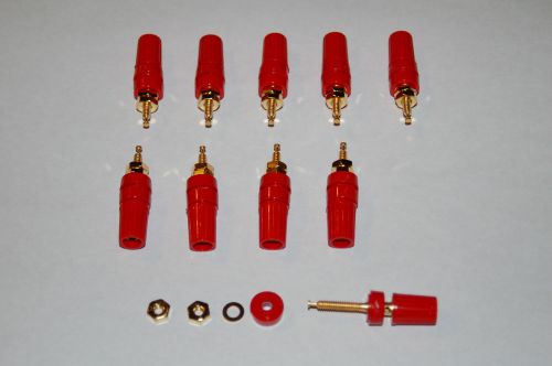 Lot of 10 - Banana Jack Panel Mount Connector, Red