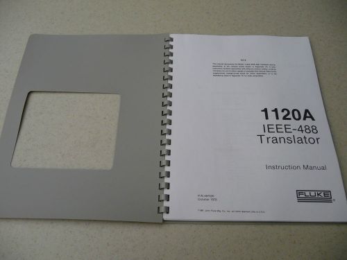 FLUKE MODEL 1120A IEEE 488 Translator Manual Instruction Booklet