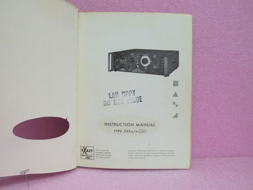 Exact Electronics Manual 255 Function Generator Instruction Manual w/Schem. 1964
