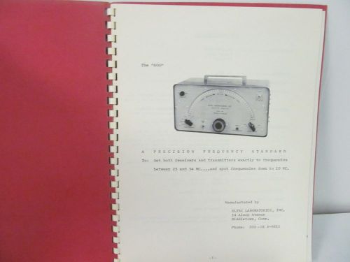 Eltec Labs 600 Precision Frequency Standard Operation Instructions w/schematics