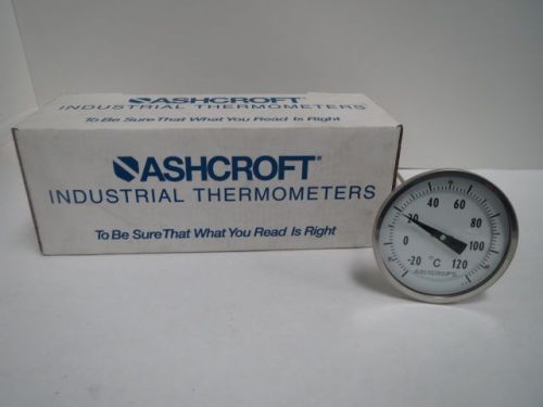 NEW ASHCROFT 50-EI60R-120 THERMOMETER -20 TO 120 TEMPERATURE 12IN STEM B201890