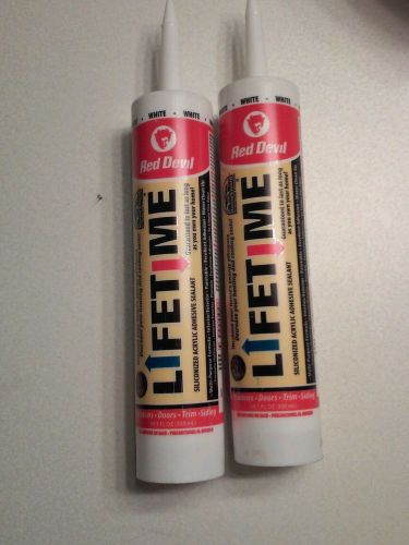 2 New Red devil lifetime silk coolest acrylic adhesive sealant colored white