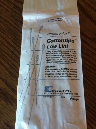 Chemtronics CT 5000 Cotton Tip Low Lint Swabs, 100 Pieces Per Package