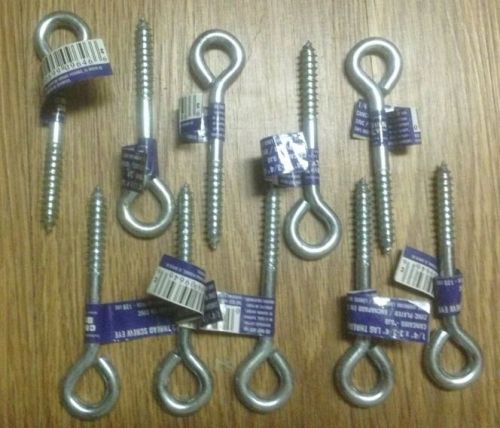 Zinc plated lag thread screw eye bolt 1/4 x 3 3/4&#034;, 10 pieces, new for sale