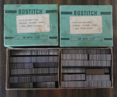 Bostitch sb 5019 1/2&#034; chisel point staples tacker steel vintage lot of 2 boxes for sale
