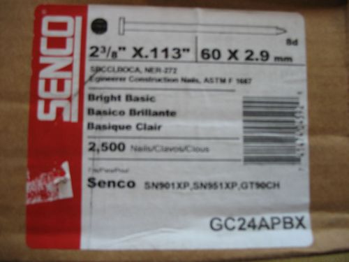 SENCO GC24APBX 2500 NAILS 2-3/8&#034; x .113 BRIGHT BASIC CLIPPED HEAD STICK NAILS