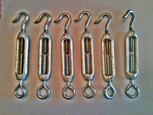 Lot of six (6) hook &amp; eye turnbuckles 1/4&#034; x 7 1/2&#034;   .25 inch x 7.5 inch for sale