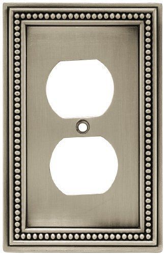 New liberty hardware 64776 beaded single duplex wall plate  brushed satin pewter for sale