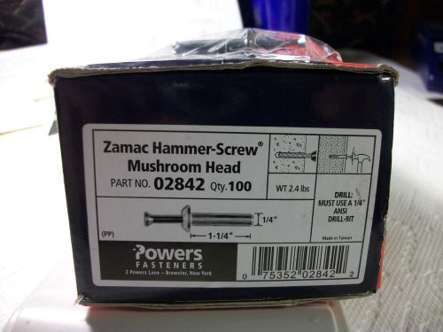 Powers Fasteners Zamac hammer-screw mushroom head.
