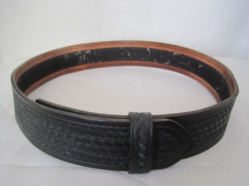 Safariland black leather velcro duty belt police basketweave see measurements 34 for sale