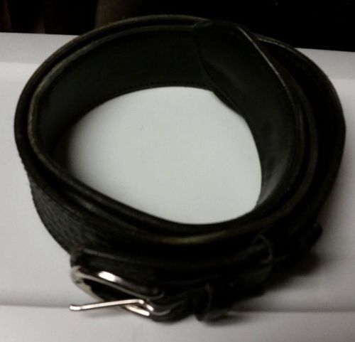 BOSTON LEATHER BLACK BASKETWEAVE RIVERS DUTY BELT W/SILVER BUCKLE