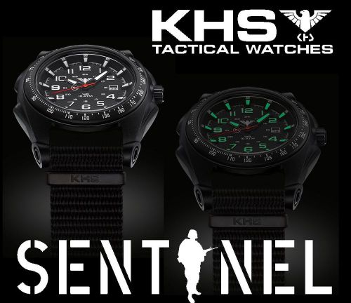 Pilot Watch, Black Sentinel, C1-Illumination, Analog Watch, date, KHS Germany,