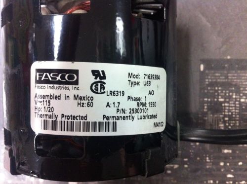FASCO 71639384 LR6319 General Purpose Motor 1/20HP RPM 1550 TYPE U63