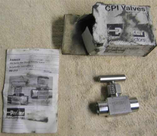 Unused 1/4 inch parker cpi  sr series stainlless needle valve - 4f-sn6lr-ss iadw for sale