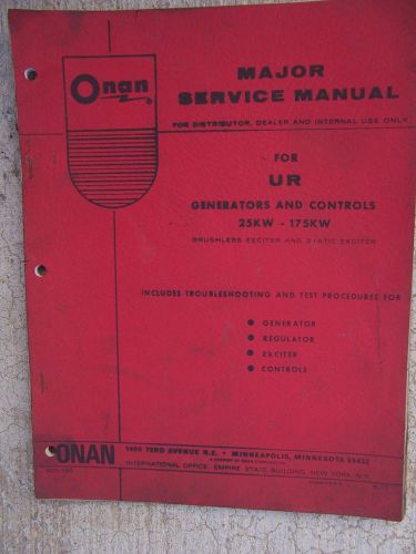 1970s Onan UR Generator Controls Service Manual 25KW - 175KW Brushless Static  R