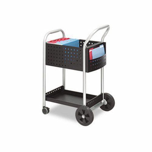 Safco Scoot Mail Cart, 1-Shelf, 22w x 27d x 40-1/2h, Black/Silver (SAF5238BL)