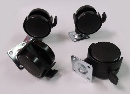 Set of 4 pcs caster wheels 50 mm with a brake lock and plate