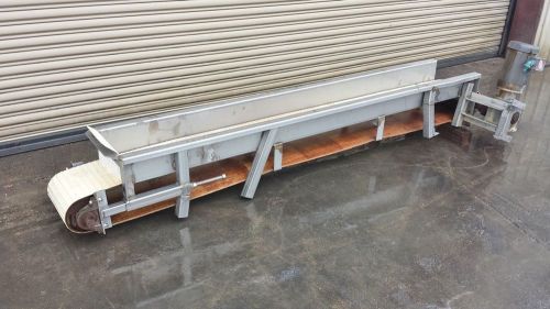 12&#034; Wide x 110&#034; Long SS Incline Conveyor White Food Grade Belt, Conveying