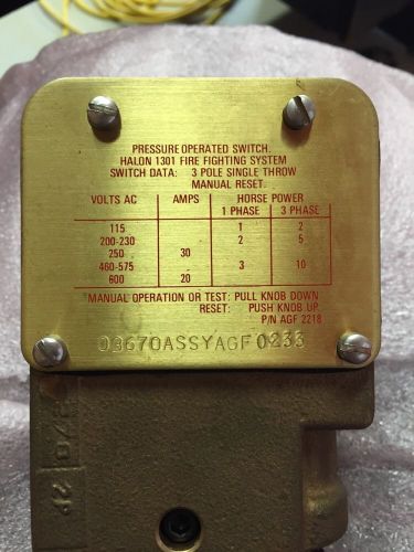 Agf0233 Pressure Switch For Halon 1301 Fire Fighting System (D1)