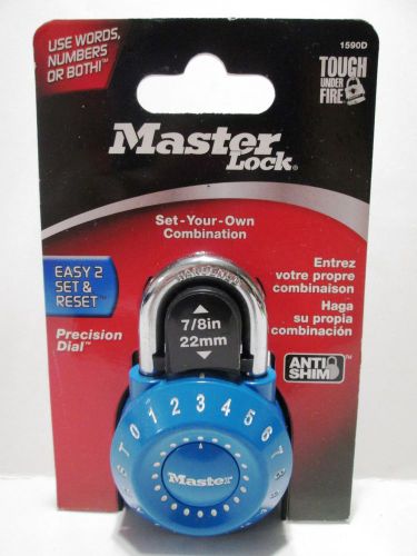 New master lock 1590d set &amp; reset your own combination dial locker padlock blue for sale