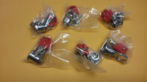 (6) Alliance 5/8 Cam Locks for Cabinets, Drawers, Mail Box, Etc.. 12 Red Keys