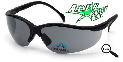 Pyramex v2 readers +2.50 gray lens bifocal safety glasses sb1820r25 reader smoke for sale