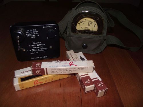 Radiac Radiation Detector &amp; Charger &amp; 5 Dosimeters Canadian RD108D &amp; 5120A