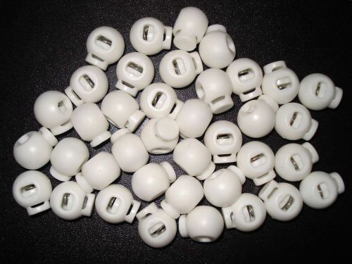 S022 White 2 pcs Color Plastic Round / Ball Small Cord lock Stops 1710F