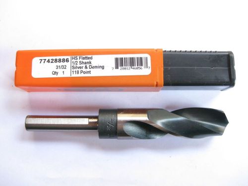 New 31/32&#034; hss silver &amp; deming drill bit 1/2 shank hertel usa for sale