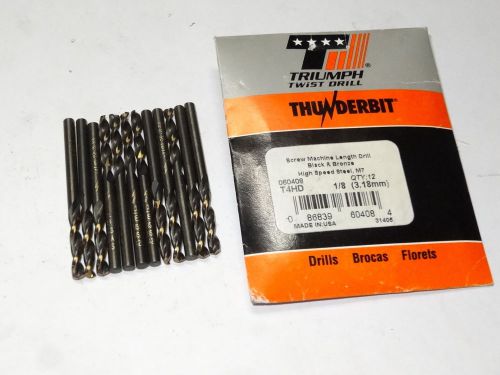 12 new triumph 1/8&#034; thunderbit screw machine stub length 135 hd twist drills usa for sale