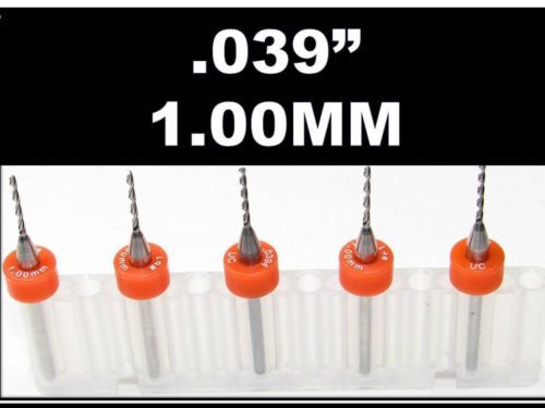 1.00mm -.039&#034; - #61 - 1/8&#034; Shank  Carbide Drill Bits  FIVE Pcs  CNC Dremel Hobby