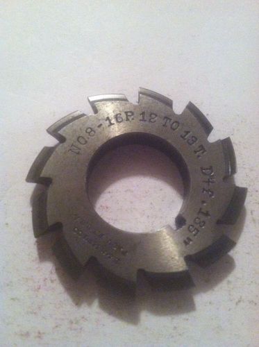 USED INVOLUTE GEAR CUTTER #8 16P 12-13T 7/8&#034;bore Brown And Sharpe
