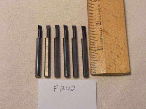 6 USED SOLID CARBIDE BORING BARS. 3/16&#034; SHANK. MICRO 100 STYLE. B-160500 (F202}