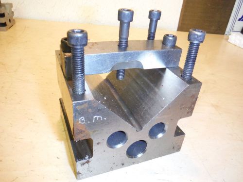 MACHINIST TOOLMAKER STEEL V BLOCK W/ CLAMP TOOLING FIXTURE MILL GRINDING